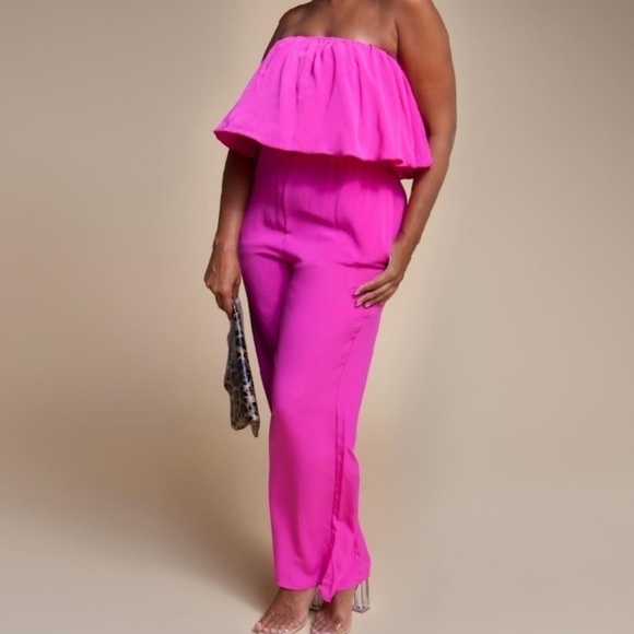 Off the shoulder jumpsuit. Hot pink. Small. NWOT - Picture 1 of 2